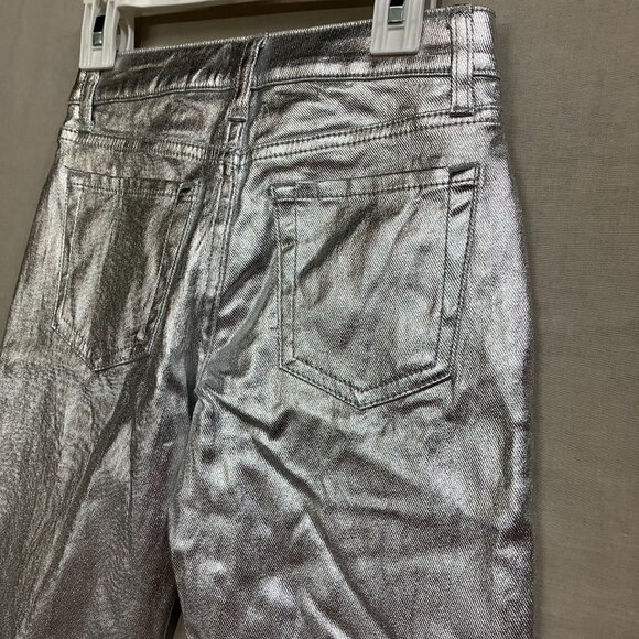 Art Class Girls' Silver High-Rise Baggy Metallic Denim Jeans Pants Button Fly - Picture 8 of 16